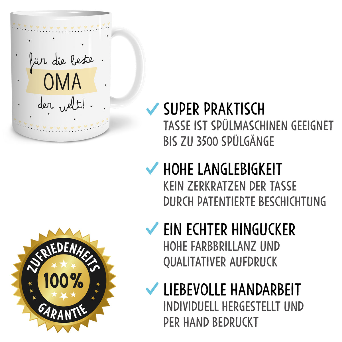 Auf diesem Bild ist folgendes zu sehen: Tasse Beste Oma als Geschenke Geschenkideen zu Geburtstag Danksagung   von OWLBOOK