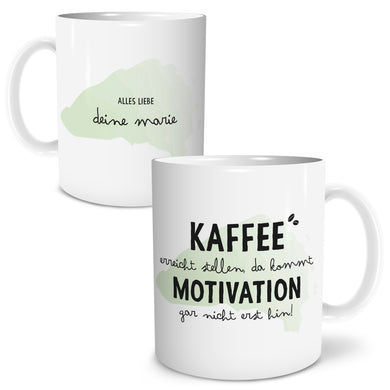 Auf diesem Bild ist folgendes zu sehen: Tasse Kaffee Motivation als Geschenke Geschenkideen zu Geburtstag Einweihung  Weihnachten von OWLBOOK