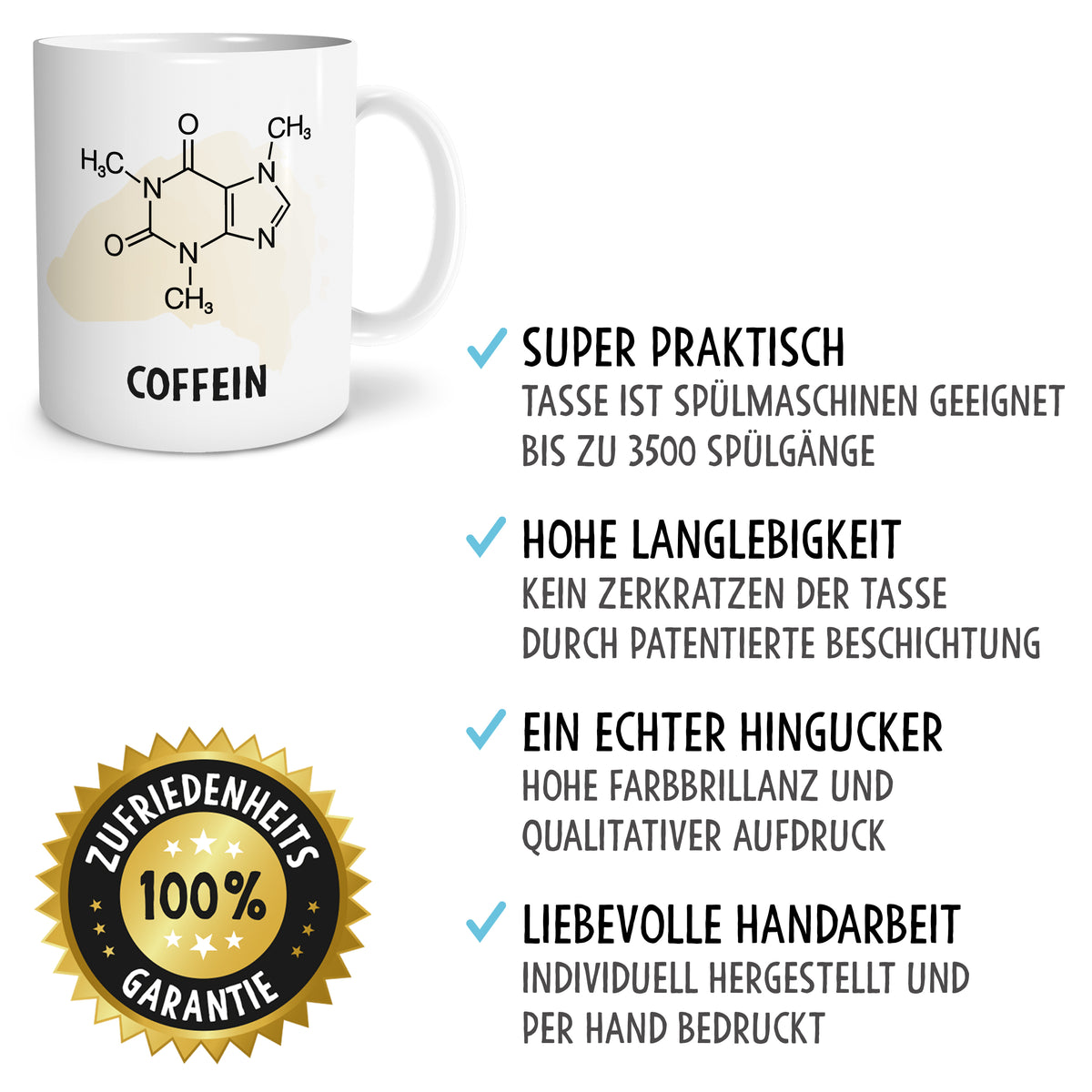 Auf diesem Bild ist folgendes zu sehen: Tasse Coffein als Geschenke Geschenkideen zu Geburtstag Originelles   von OWLBOOK