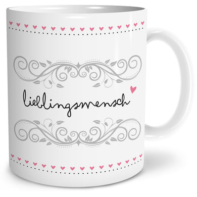 Auf diesem Bild ist folgendes zu sehen: Tasse Lieblingsmensch als Geschenke Geschenkideen zu Geburtstag Glückwünsche  Hochzeitstag von OWLBOOK