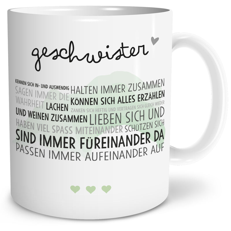 Auf diesem Bild ist folgendes zu sehen: Tasse Geschwister als Geschenke Geschenkideen zu Geburtstag Danksagung   von OWLBOOK