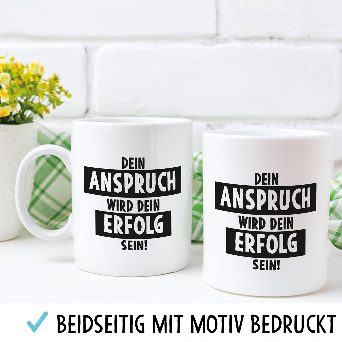 Auf diesem Bild ist folgendes zu sehen: Tasse Anspruch Erfolg als Geschenke Geschenkideen zu Geburtstag    von OWLBOOK