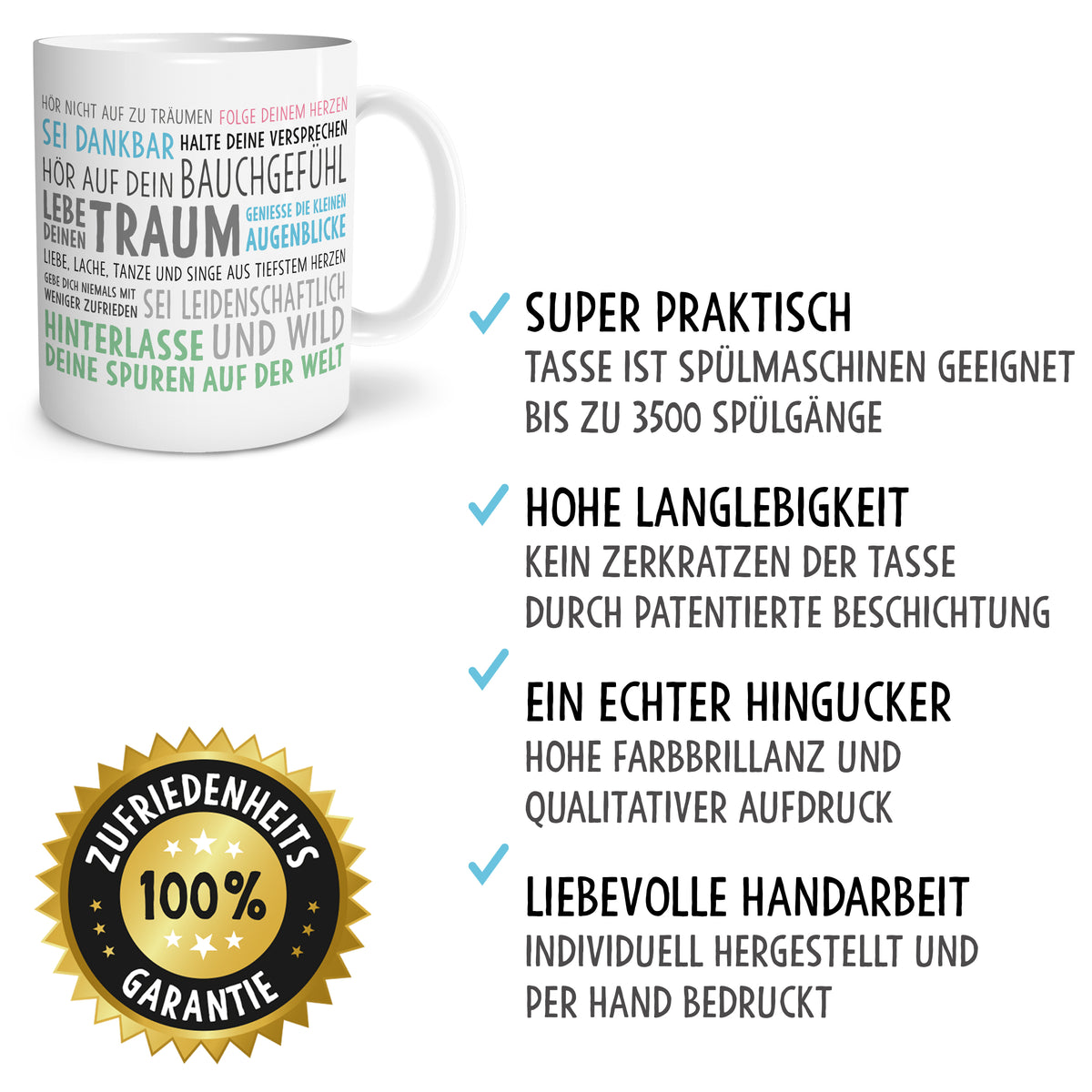 Auf diesem Bild ist folgendes zu sehen: Tasse Lebe deinen Traum als Geschenke Geschenkideen zu Geburtstag Konfirmation   von OWLBOOK