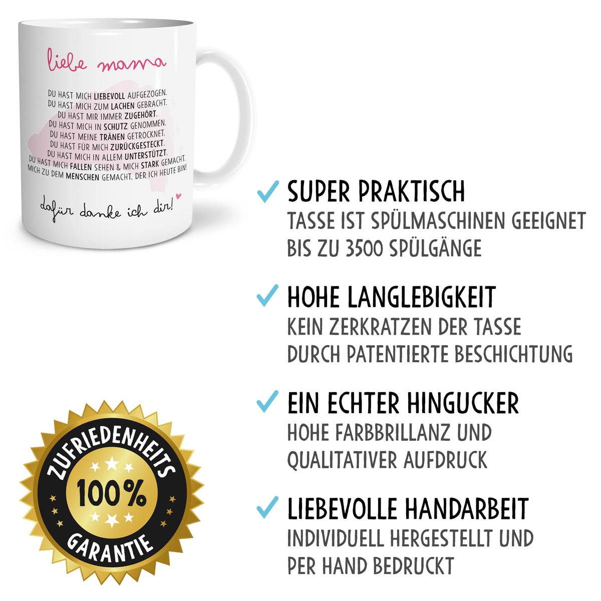 Auf diesem Bild ist folgendes zu sehen: Tasse Danksagung Mama als Geschenke Geschenkideen zu Geburtstag   Muttertag von OWLBOOK