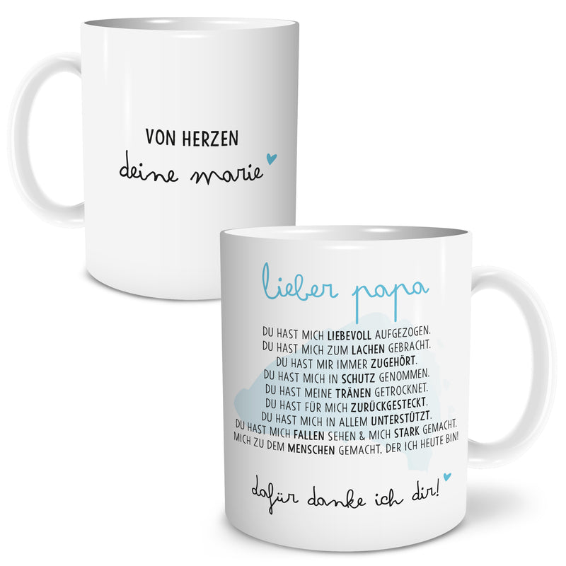 Auf diesem Bild ist folgendes zu sehen: Tasse Danksagung Papa als Geschenke Geschenkideen zu Geburtstag Danksagung  Weihnachten von OWLBOOK