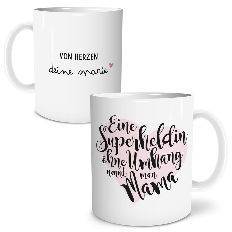 Auf diesem Bild ist folgendes zu sehen: Tasse Superheldin Mama als Geschenke Geschenkideen zu Geburtstag Danksagung  Weihnachten von OWLBOOK