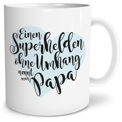 Auf diesem Bild ist folgendes zu sehen: Tasse Superheld Papa als Geschenke Geschenkideen zu Geburtstag Danksagung  Vatertag von OWLBOOK