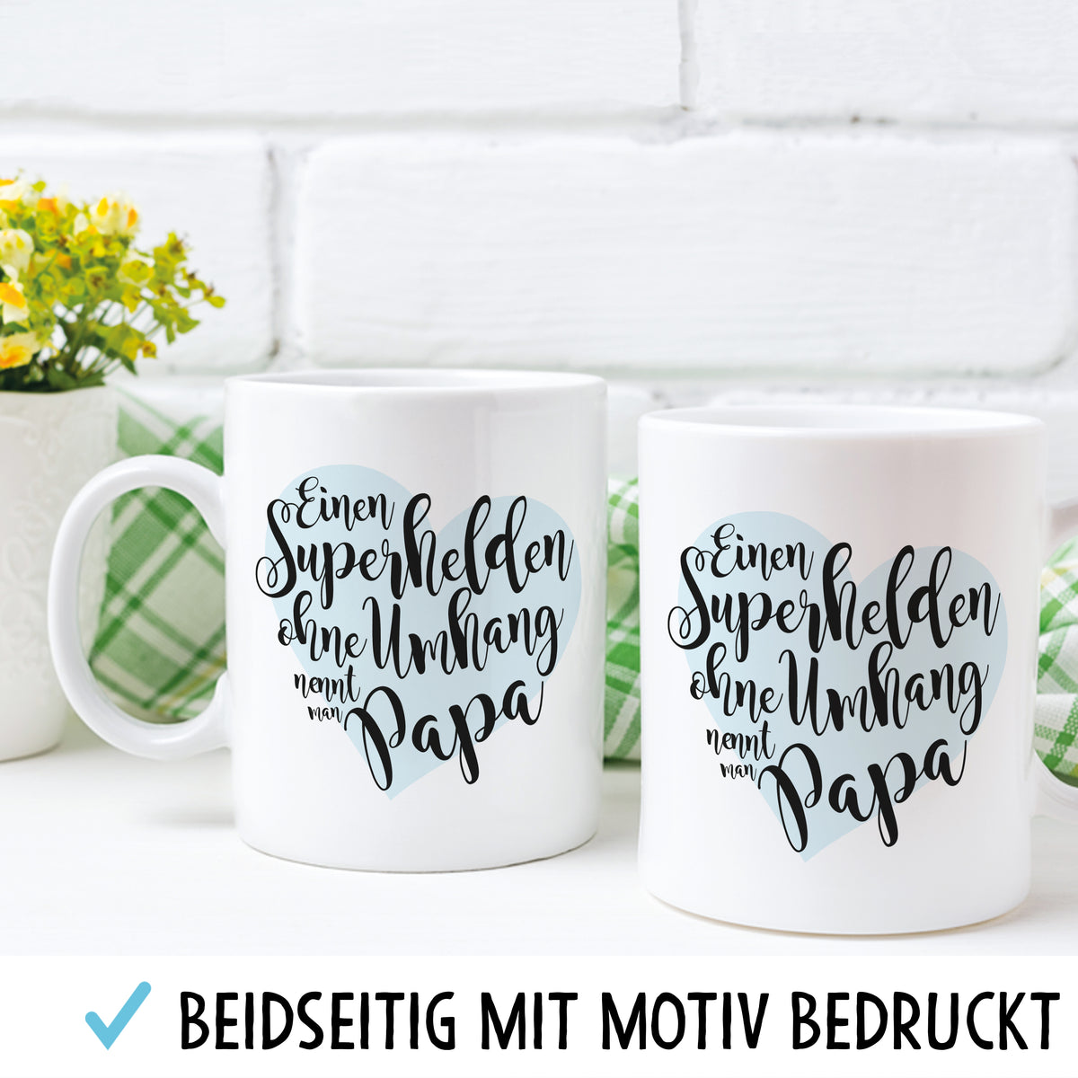 Auf diesem Bild ist folgendes zu sehen: Tasse Superheld Papa als Geschenke Geschenkideen zu Geburtstag Danksagung  Vatertag von OWLBOOK