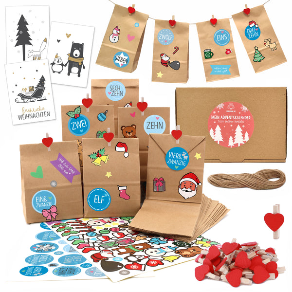 Adventskalender zum Befüllen Blau Wortzahlen