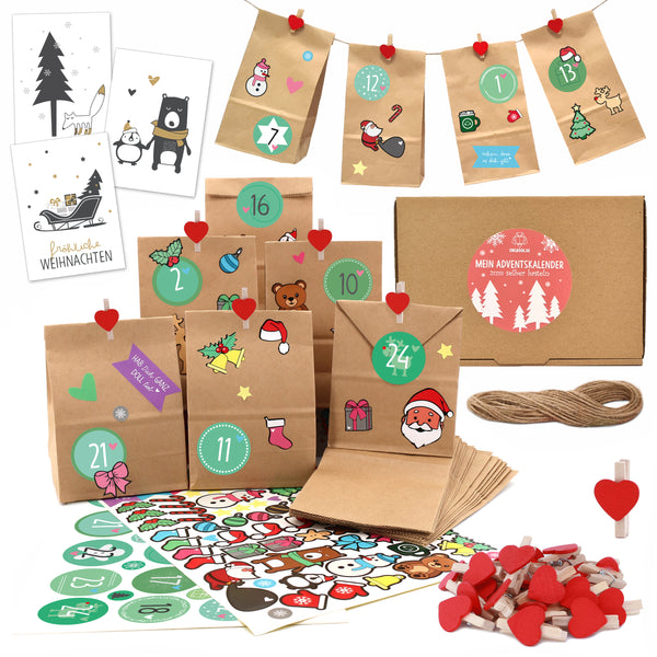 Adventskalender zum Befüllen Grüne Zahlen