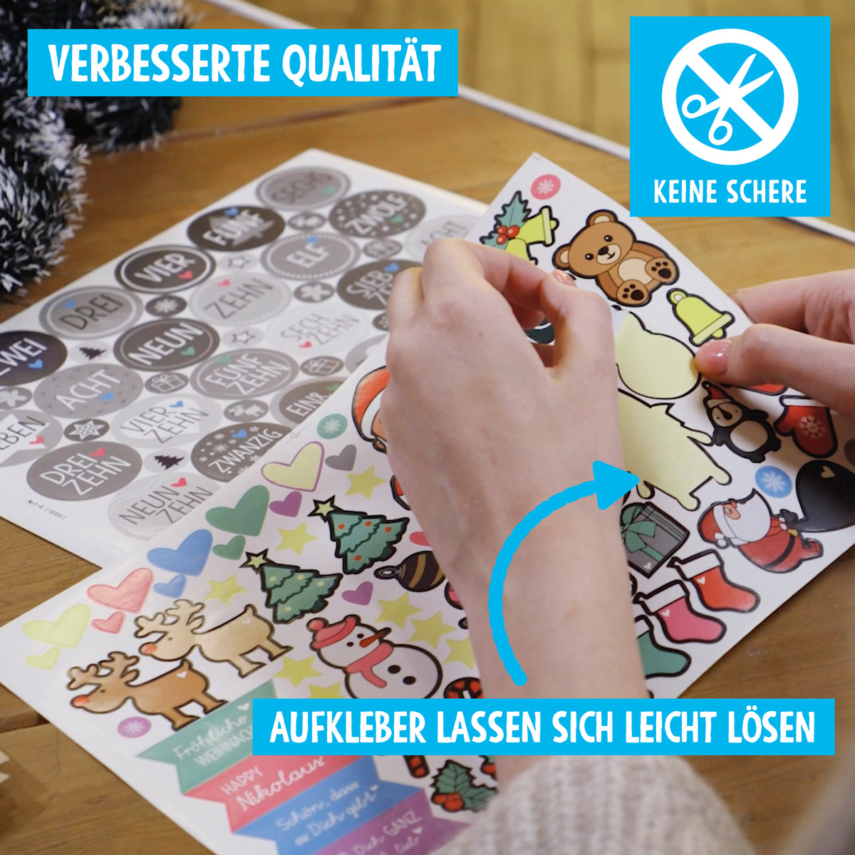 Adventskalender zum Befüllen Graue Wort-Zahlen