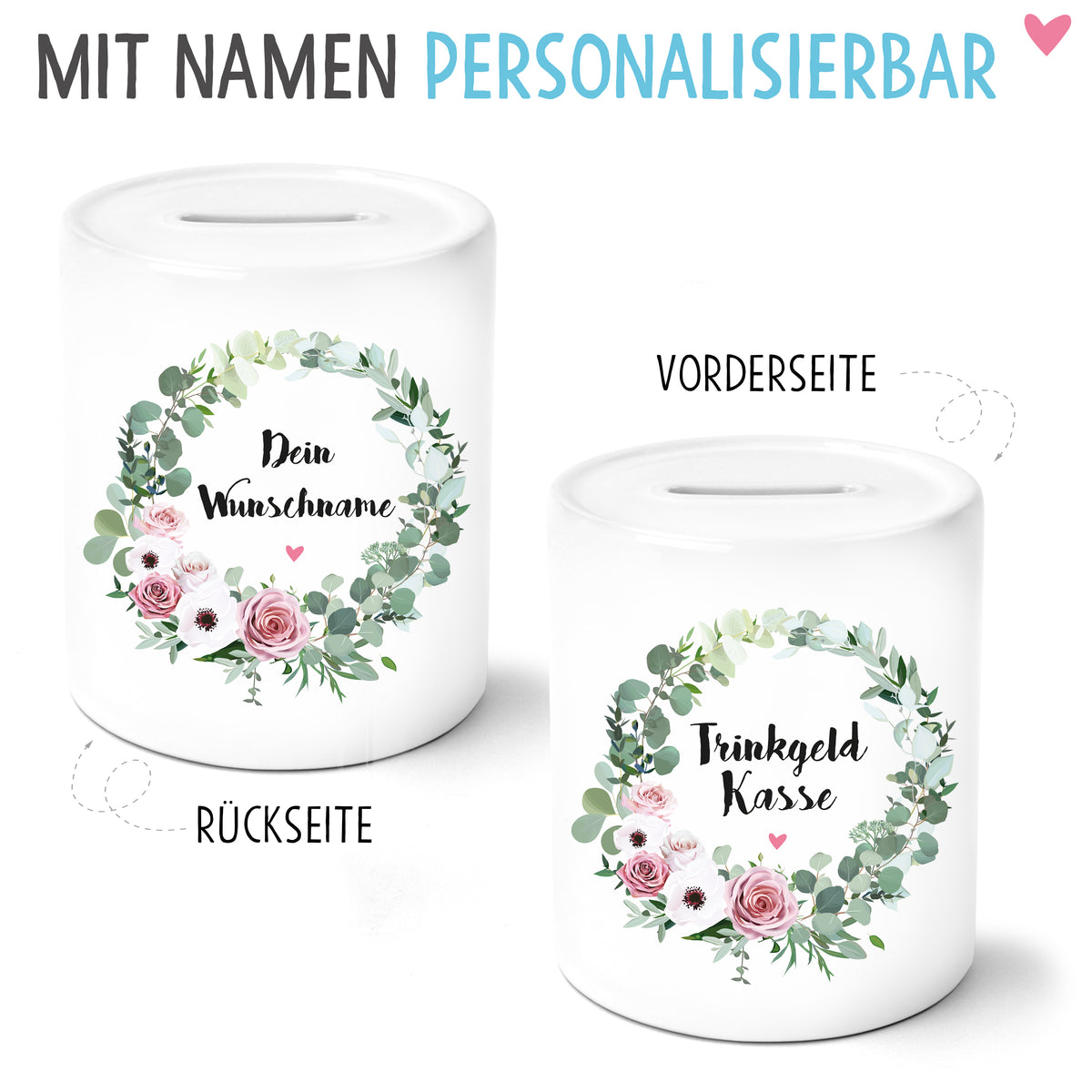 Auf diesem Bild ist folgendes zu sehen: Spardose MR & MRS Wappen mit Datum personalisiert als Geldgeschenke Geschenkideen zu Hochzeit Geburtstag Hochzeitstag Jahrestag von OWLBOOK
