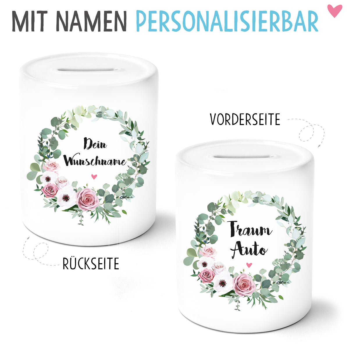Auf diesem Bild ist folgendes zu sehen: Spardose MR & MRS Wappen mit Datum personalisiert als Geldgeschenke Geschenkideen zu Hochzeit Geburtstag Hochzeitstag Jahrestag von OWLBOOK
