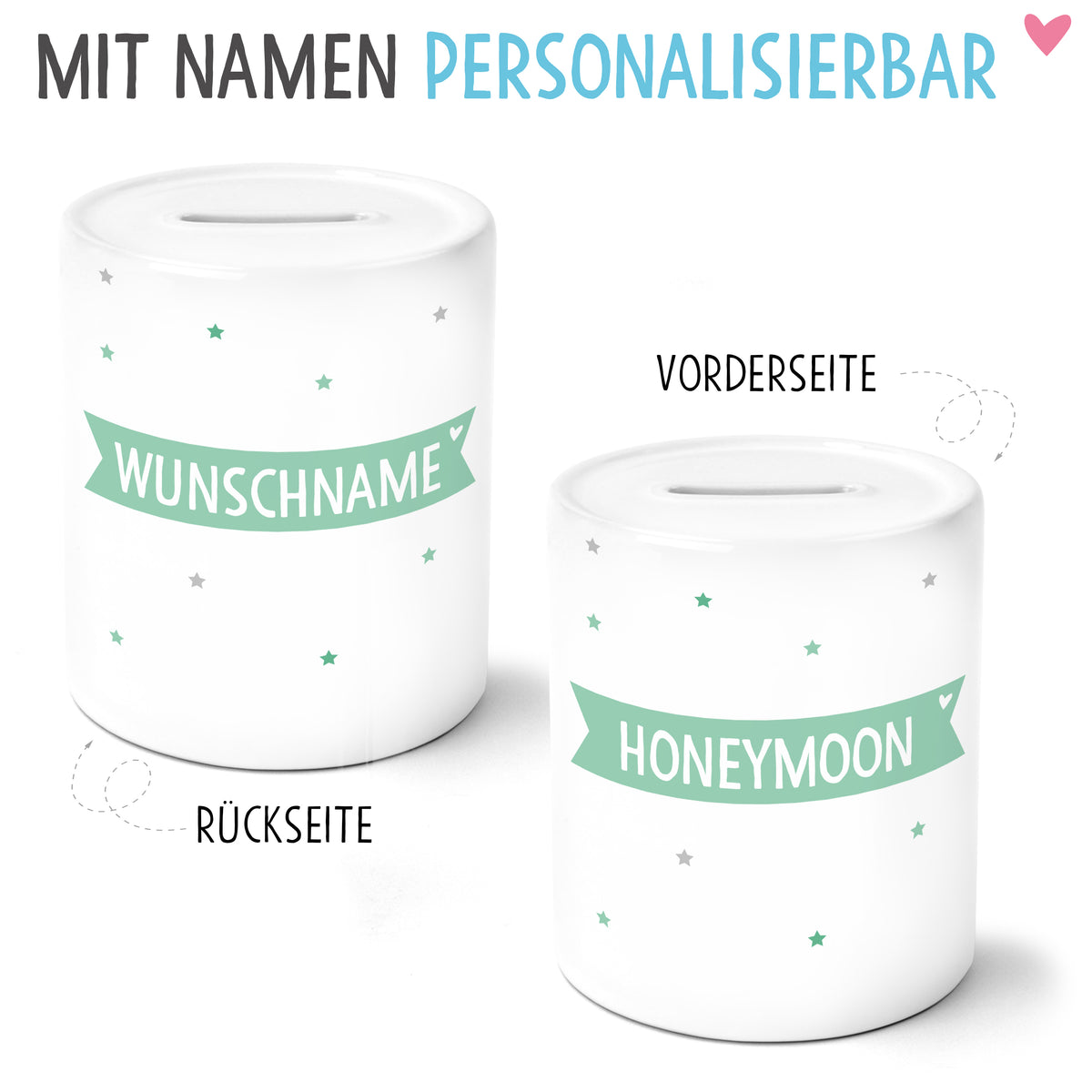 Auf diesem Bild ist folgendes zu sehen: Spardose MR & MRS Wappen mit Datum personalisiert als Geldgeschenke Geschenkideen zu Hochzeit Geburtstag Hochzeitstag Jahrestag von OWLBOOK