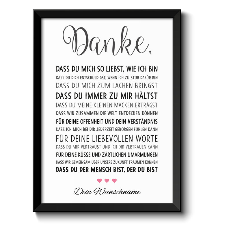 Auf diesem Bild ist folgendes zu sehen: Bild Danke Liebe Liebeserklärung als Geschenke Geschenkideen zu Geburtstag Jahrestag Hochzeitstag Weihnachten von OWLBOOK