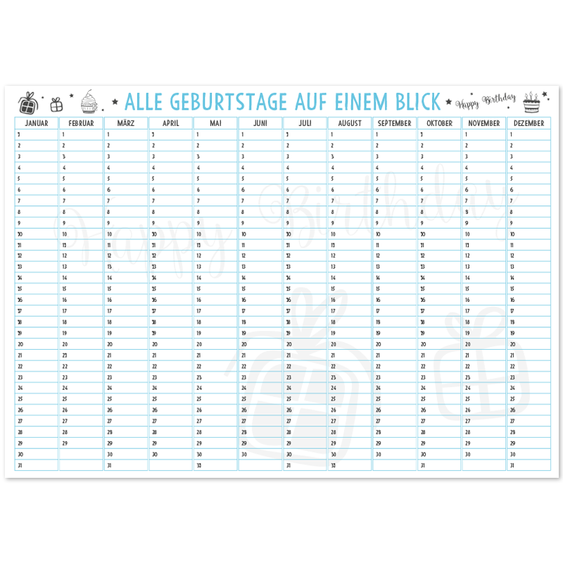 Auf diesem Bild ist der Geschenkartikel einen persönlichen Kalender Geburtstagsübersicht A3 Geschenkidee GeschenkKalender;" zum Geburtstag Jahrestag zu sehen welchen Sie hier im www.owlbook.de Shop kaufen können.
