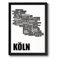 Auf diesem Bild ist folgendes zu sehen: Bild Köln Karte mit Stadtbezirke als Geschenke Geschenkideen zu Geburtstag Reise  Weihnachten von OWLBOOK