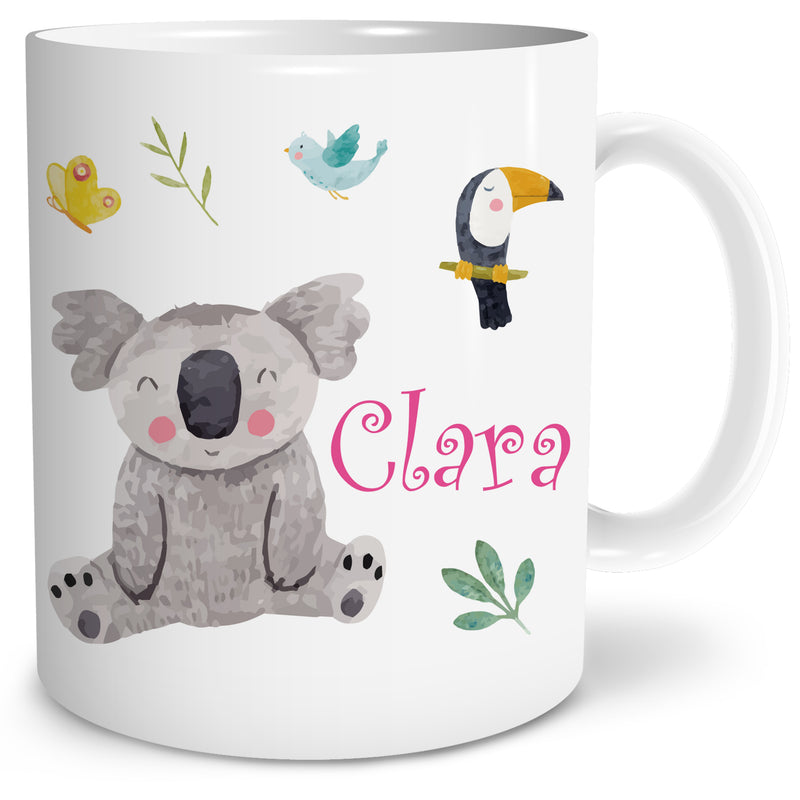 Auf diesem Bild ist folgendes zu sehen: Tasse Safari Koala Bär als Geschenke Geschenkideen zu Geburtstag Taufe Ostern Schulanfang von OWLBOOK