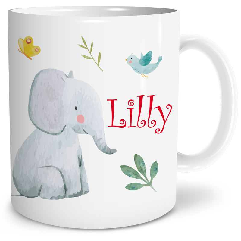 Auf diesem Bild ist folgendes zu sehen: Tasse Safari Elefant als Geschenke Geschenkideen zu Geburtstag Taufe Ostern Schulanfang von OWLBOOK
