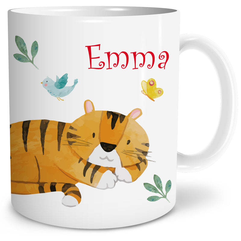 Auf diesem Bild ist folgendes zu sehen: Tasse Safari Tiger als Geschenke Geschenkideen zu Geburtstag Taufe Ostern Schulanfang von OWLBOOK