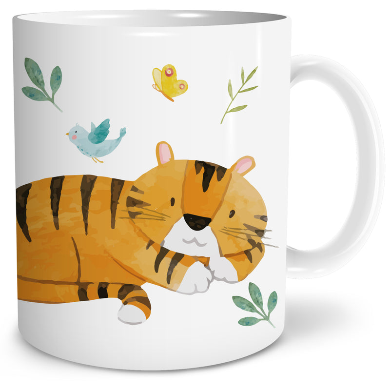 Auf diesem Bild ist folgendes zu sehen: Tasse Safari Tiger als Geschenke Geschenkideen zu Geburtstag Ostern Taufe von OWLBOOK