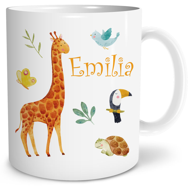 Auf diesem Bild ist folgendes zu sehen: Tasse Safari Giraffe als Geschenke Geschenkideen zu Geburtstag Taufe Ostern Schulanfang von OWLBOOK