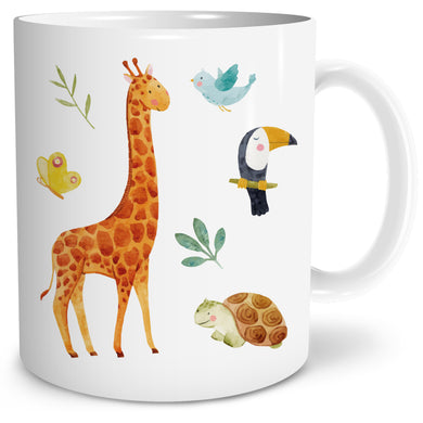 Auf diesem Bild ist folgendes zu sehen: Tasse Safari Giraffe als Geschenke Geschenkideen zu Geburtstag Ostern Taufe von OWLBOOK