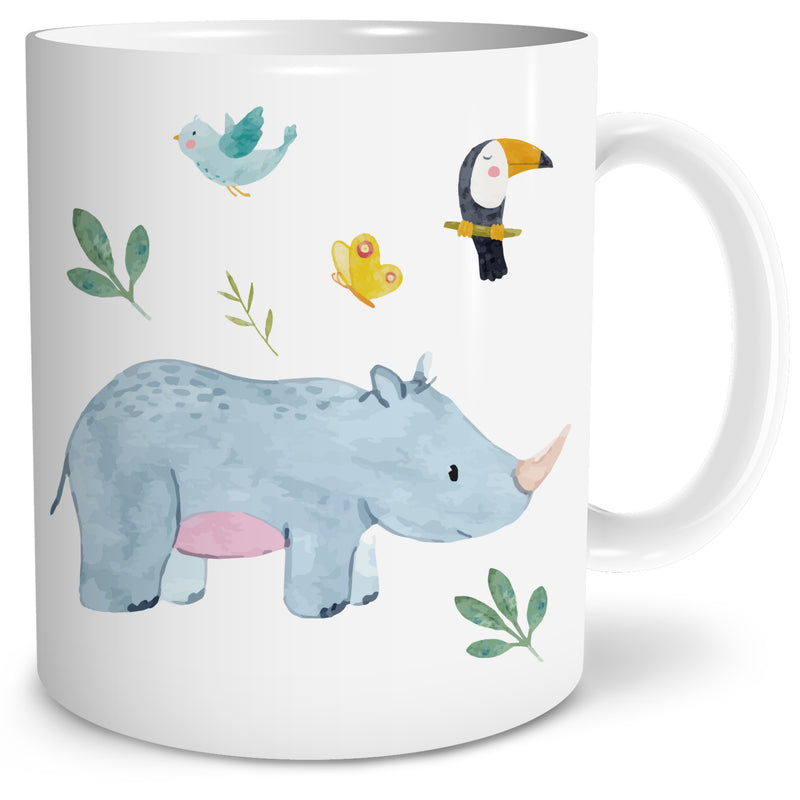 Auf diesem Bild ist folgendes zu sehen: Tasse Safari Narshorn als Geschenke Geschenkideen zu Geburtstag Ostern Taufe von OWLBOOK
