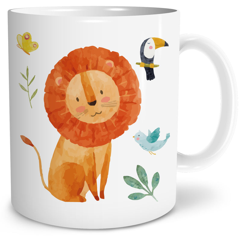 Auf diesem Bild ist folgendes zu sehen: Tasse Safari Löwe als Geschenke Geschenkideen zu Geburtstag Ostern Taufe von OWLBOOK