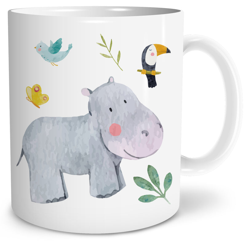 Auf diesem Bild ist folgendes zu sehen: Tasse Safari Nilpferd als Geschenke Geschenkideen zu Geburtstag Ostern Taufe von OWLBOOK