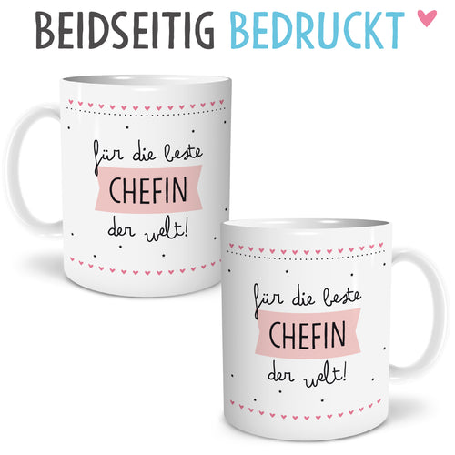 Auf diesem Bild ist folgendes zu sehen: Tasse Beste Chefin als Geschenke Geschenkideen zu Geburtstag Jubiläum   von OWLBOOK