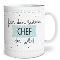 Auf diesem Bild ist folgendes zu sehen: Tasse Bester Chef als Geschenke Geschenkideen zu Geburtstag Jubiläum   von OWLBOOK
