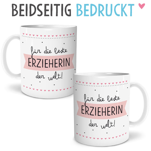 Auf diesem Bild ist folgendes zu sehen: Tasse Beste Erzieherin als Geschenke Geschenkidee zu Abschied Jubiläum   von OWLBOOK