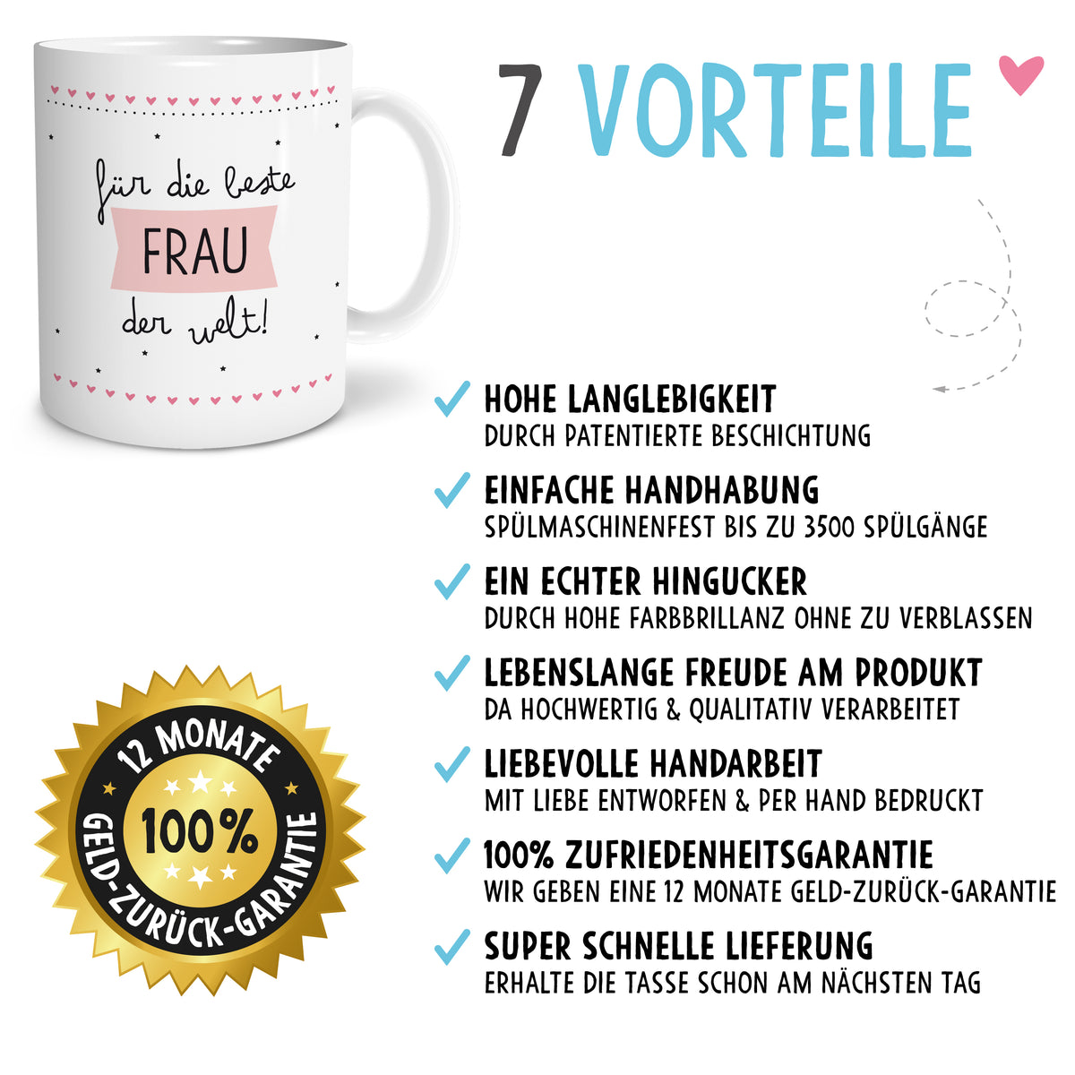 Auf diesem Bild ist folgendes zu sehen: Tasse Beste Frau als Geschenke Geschenkideen zu Geburtstag Hochzeitstag  Hochzeitstag von OWLBOOK