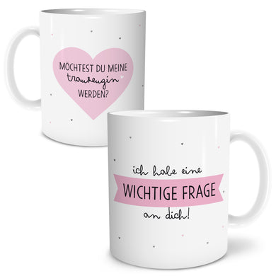Auf diesem Bild ist folgendes zu sehen: Tasse Frage Trauzeugin als Geschenke Geschenkidee zu Hochzeit Danksagung Geburtstag Geburt von OWLBOOK
