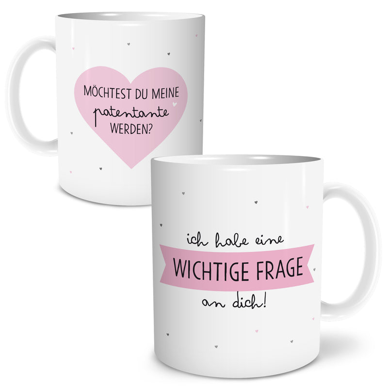 Auf diesem Bild ist folgendes zu sehen: Tasse Frage Patentante als Geschenke Geschenkidee zu Geburtstag Taufe Danksagung Ostern von OWLBOOK