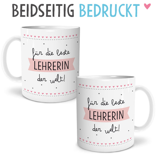 Auf diesem Bild ist folgendes zu sehen: Tasse Beste Lehrerin als Geschenke Geschenkideen zu Jubiläum  Geburtstag  von OWLBOOK