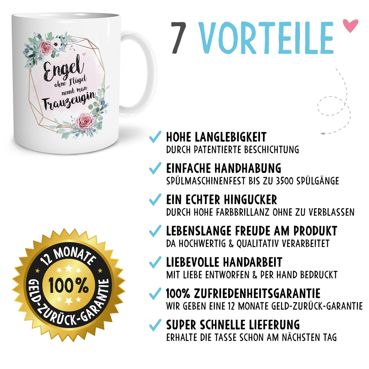 Auf diesem Bild ist folgendes zu sehen: Tasse Engel Trauzeugin als Geschenke Geschenkideen zu Geburtstag   Hochzeit_&_Verlobung von OWLBOOK