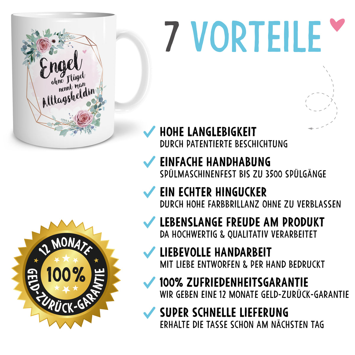 Auf diesem Bild ist folgendes zu sehen: Tasse Engel Alltagsheldin als Geschenke Geschenkideen zu Danksagung Abschied   von OWLBOOK