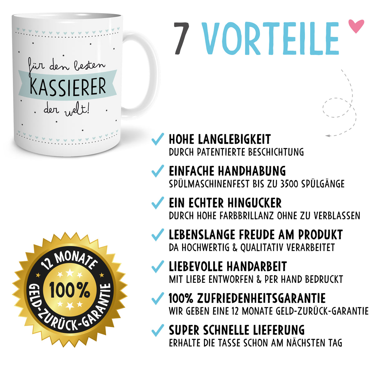 Auf diesem Bild ist folgendes zu sehen: Tasse Bester Kassierer als Geschenke Geschenkideen zu Danksagung Abschied   von OWLBOOK