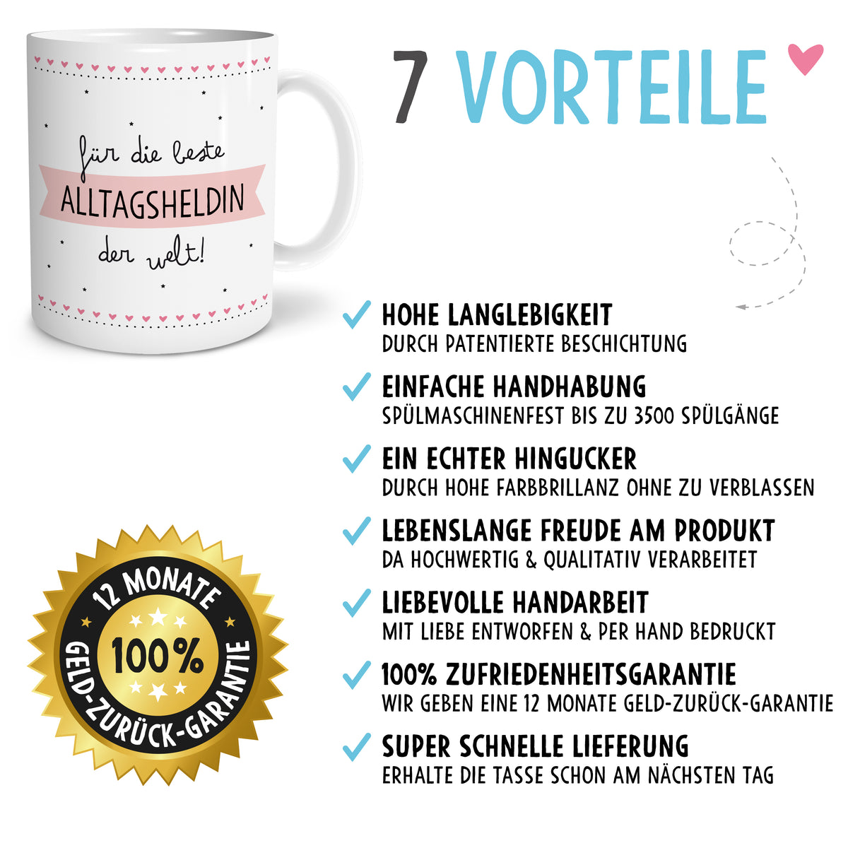 Auf diesem Bild ist folgendes zu sehen: Tasse Beste Alltagsheldin als Geschenke Geschenkideen zu Danksagung Abschied   von OWLBOOK
