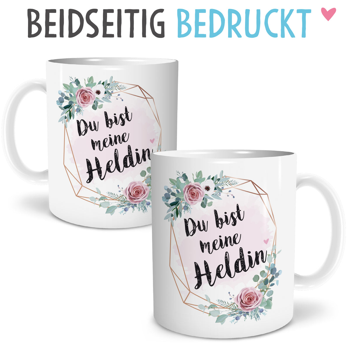 Auf diesem Bild ist folgendes zu sehen: Tasse Du bist meine Heldin als Geschenke Geschenkideen zu Danksagung Abschied  Hochzeitstag von OWLBOOK