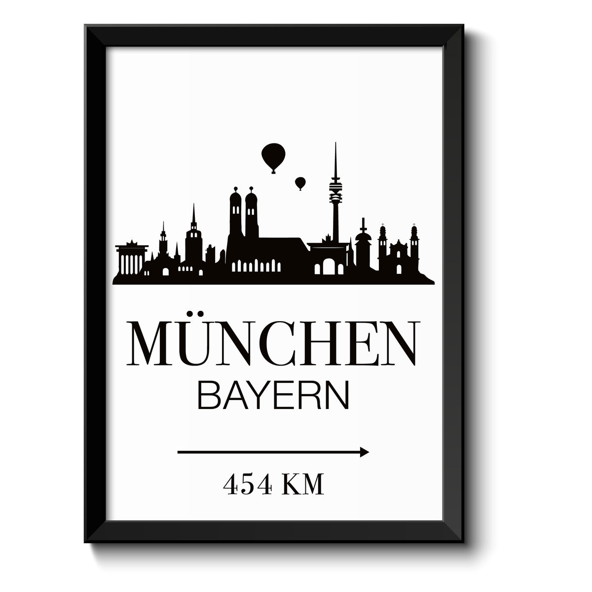 Auf diesem Bild ist folgendes zu sehen: Bild München Skyline als Geschenke Geschenkideen zu Geburtstag Reise  Weihnachten von OWLBOOK