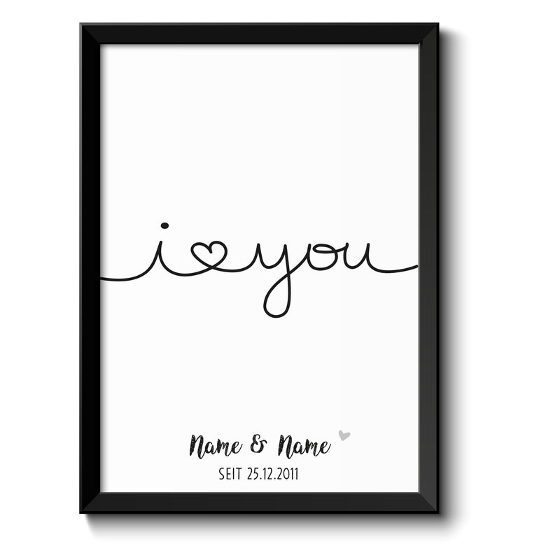 Auf diesem Bild ist folgendes zu sehen: Bild I love you als Geschenke Geschenkideen zu Geburtstag Jahrestag Hochzeitstag Weihnachten von OWLBOOK