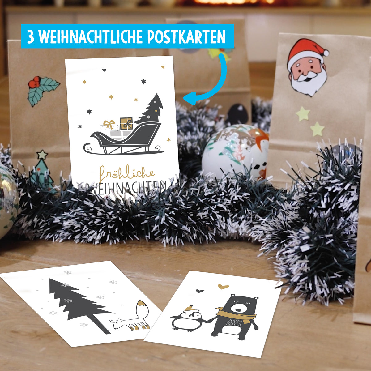 Adventskalender zum Befüllen Blauen Zahlen