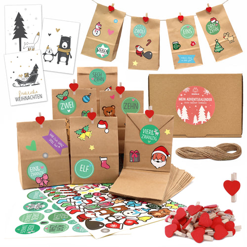 Adventskalender zum Befüllen Grüne Wort-Zahlen