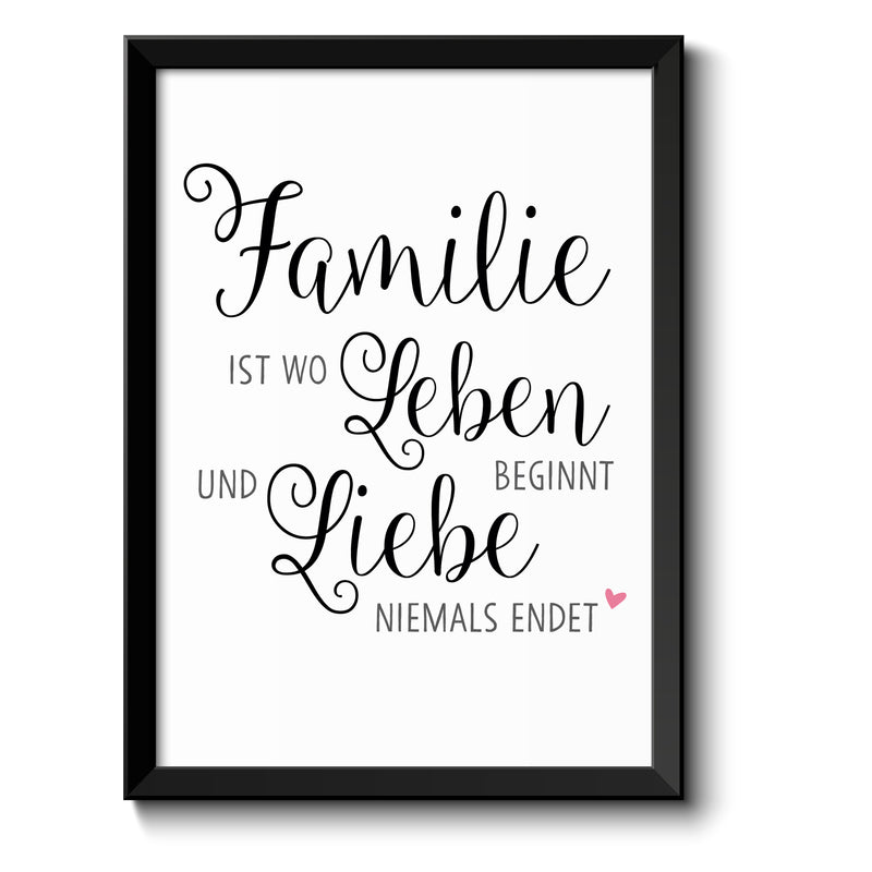 Auf diesem Bild ist folgendes zu sehen: Bild Familie ist wo Leben beginnt als Geschenke Geschenkideen zu Danksagung  Geburtstag Weihnachten von OWLBOOK